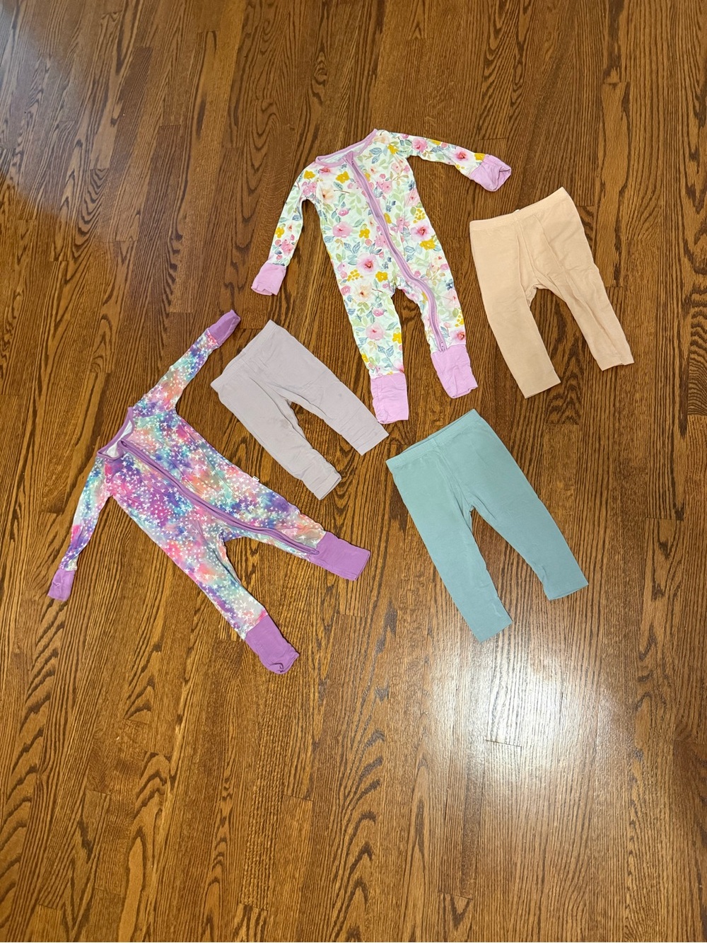 Little Sleepies Floral Zippy Bundle Babysprouts Bamboo Leggings 
 6-12 Months